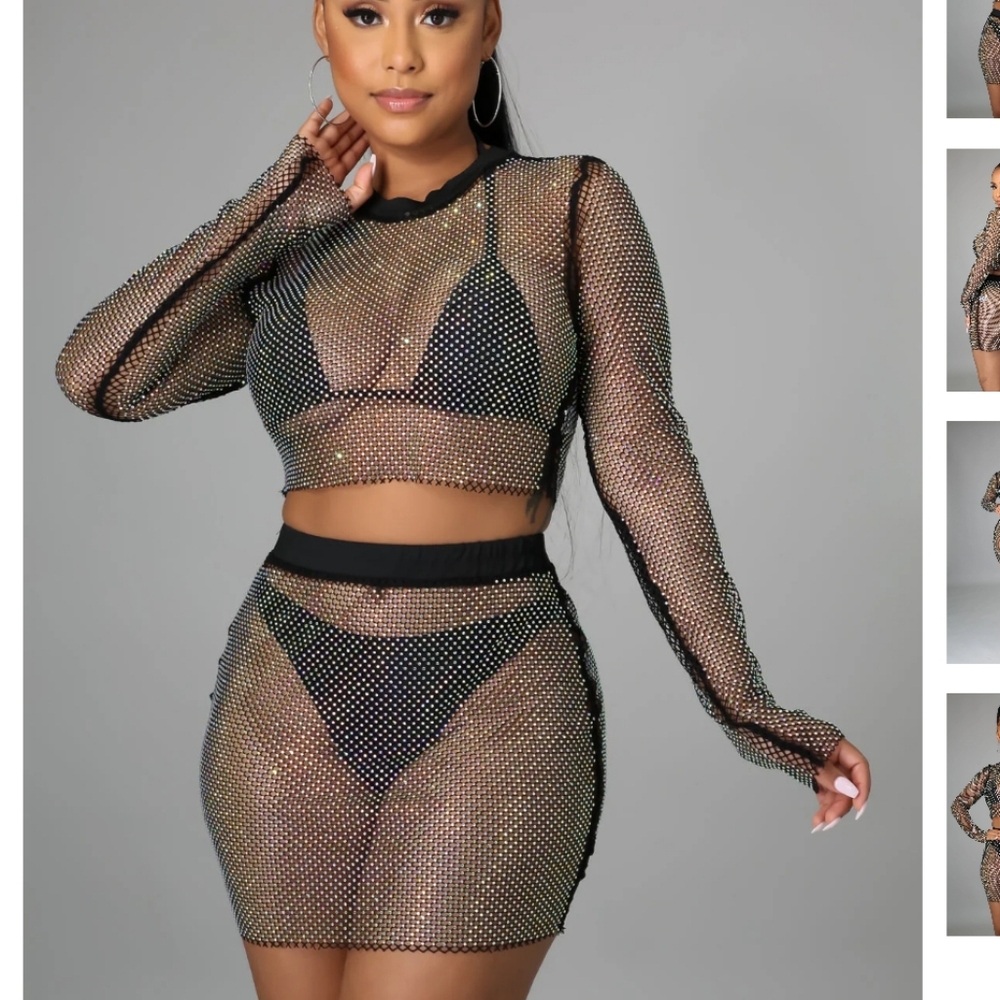 Rhinestone skirt set
